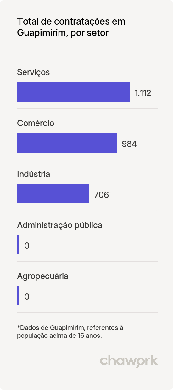 Total de contratações por setor em Guapimirim, RJ