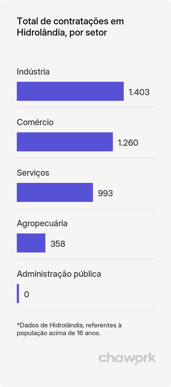 Total de contratações por setor em Hidrolândia, GO