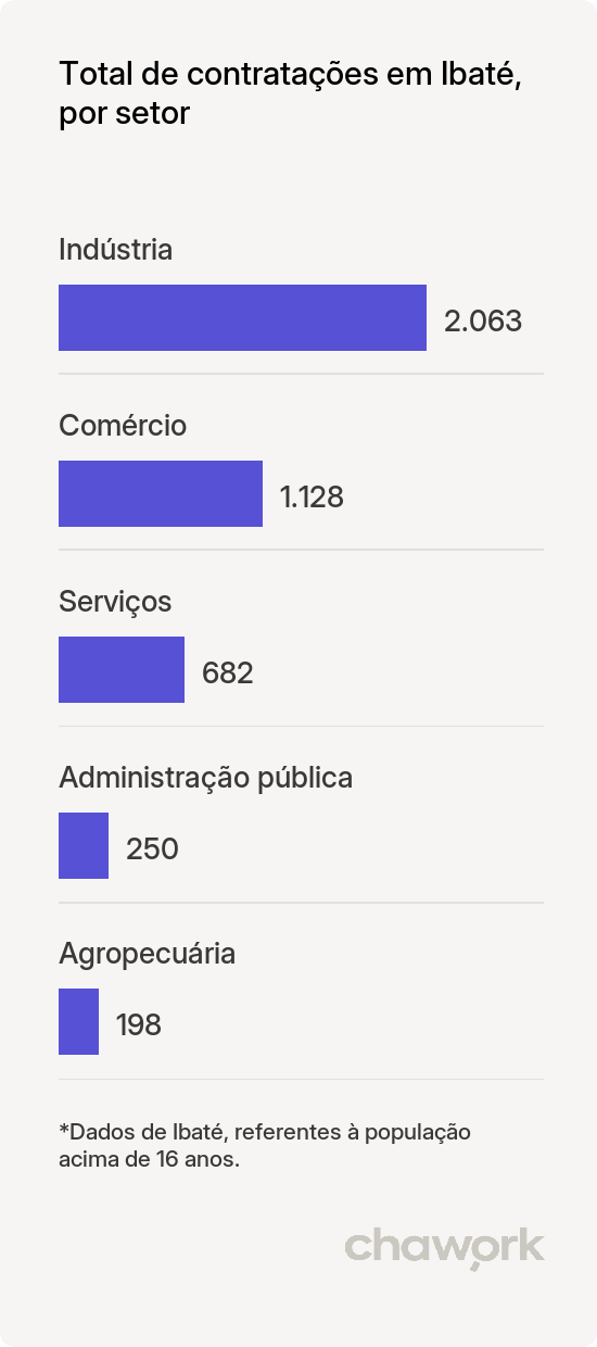 Total de contratações por setor em Ibaté, SP