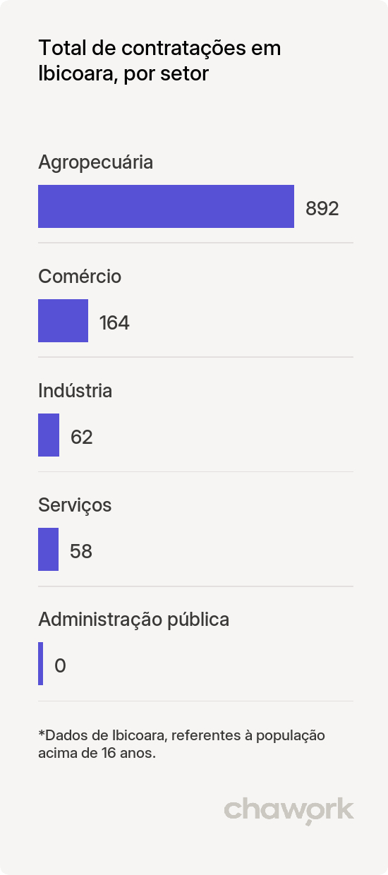 Total de contratações por setor em Ibicoara, BA