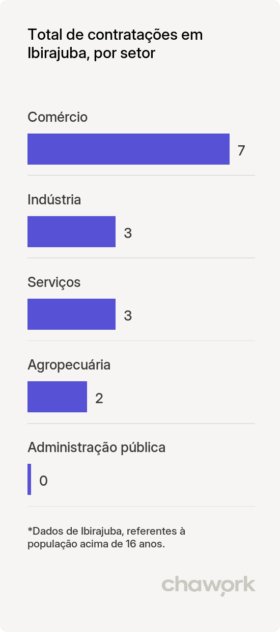 Total de contratações por setor em Ibirajuba, PE