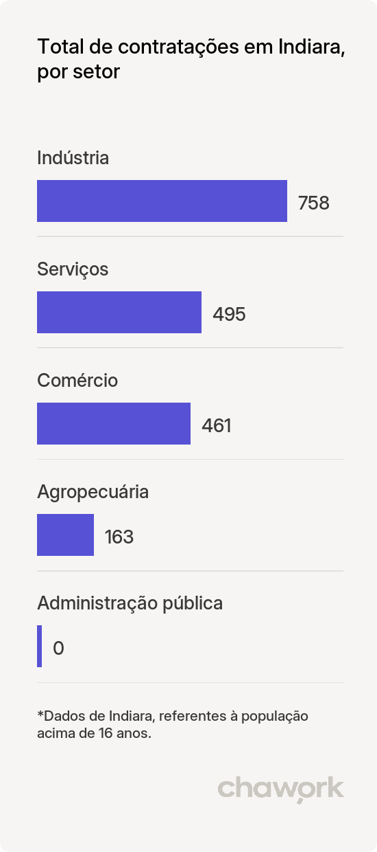 Total de contratações por setor em Indiara, GO