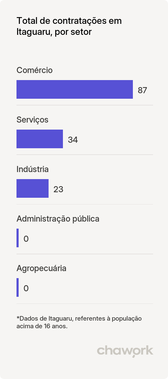 Total de contratações por setor em Itaguaru, GO