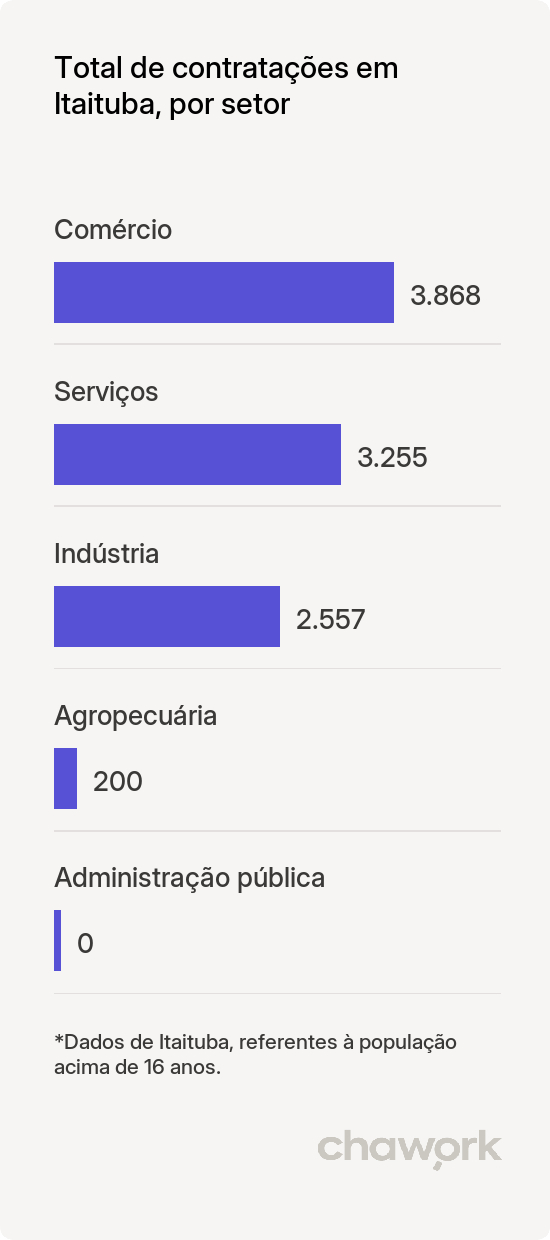 Total de contratações por setor em Itaituba, PA