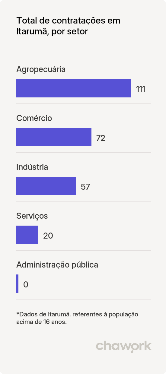 Total de contratações por setor em Itarumã, GO