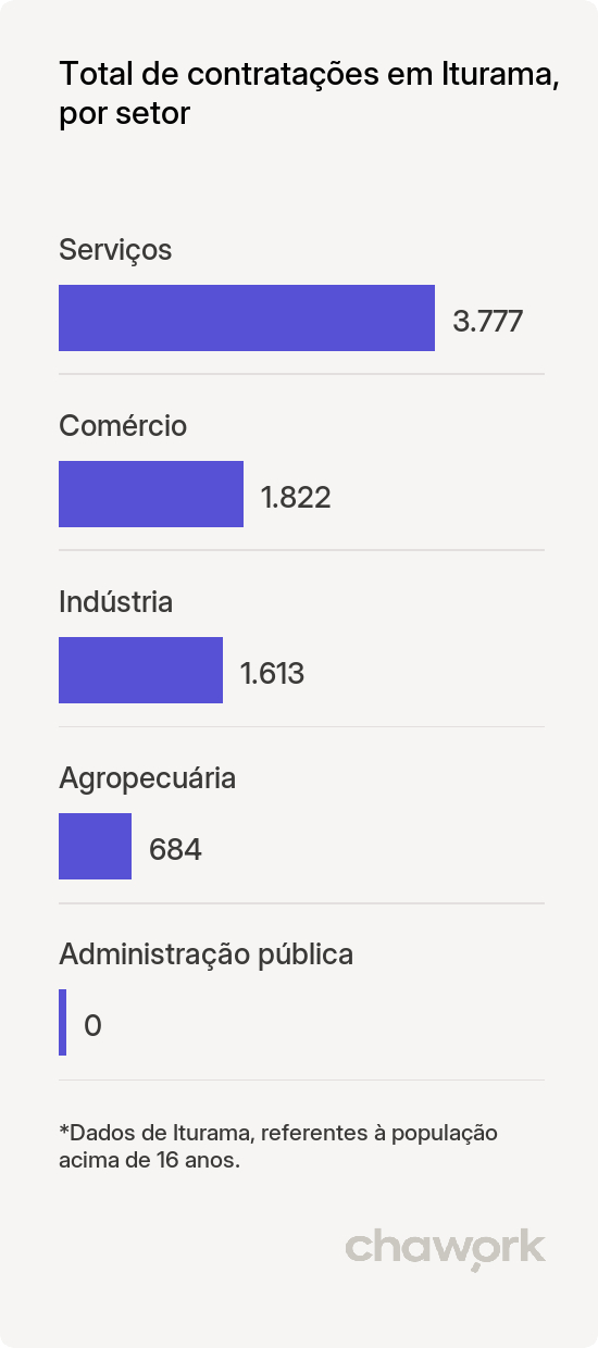 Total de contratações por setor em Iturama, MG