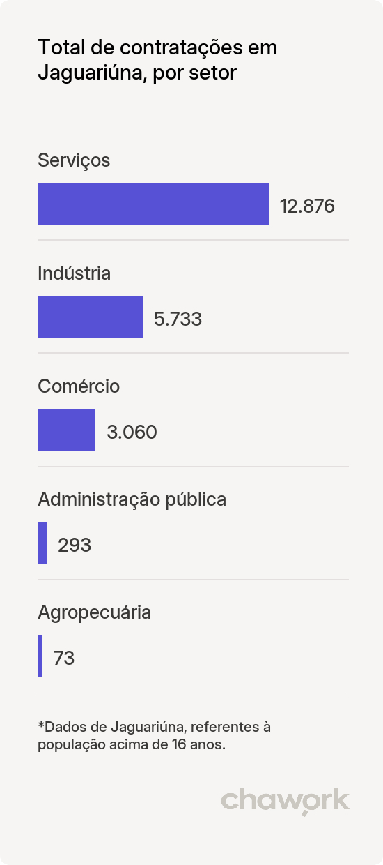 Total de contratações por setor em Jaguariúna, SP