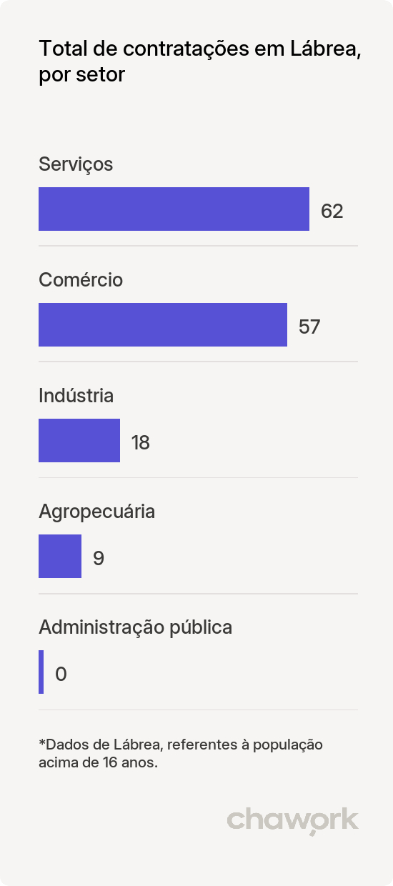 Total de contratações por setor em Lábrea, AM