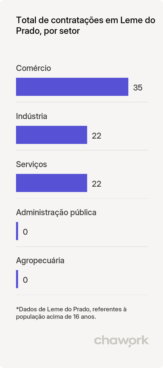 Total de contratações por setor em Leme do Prado, MG
