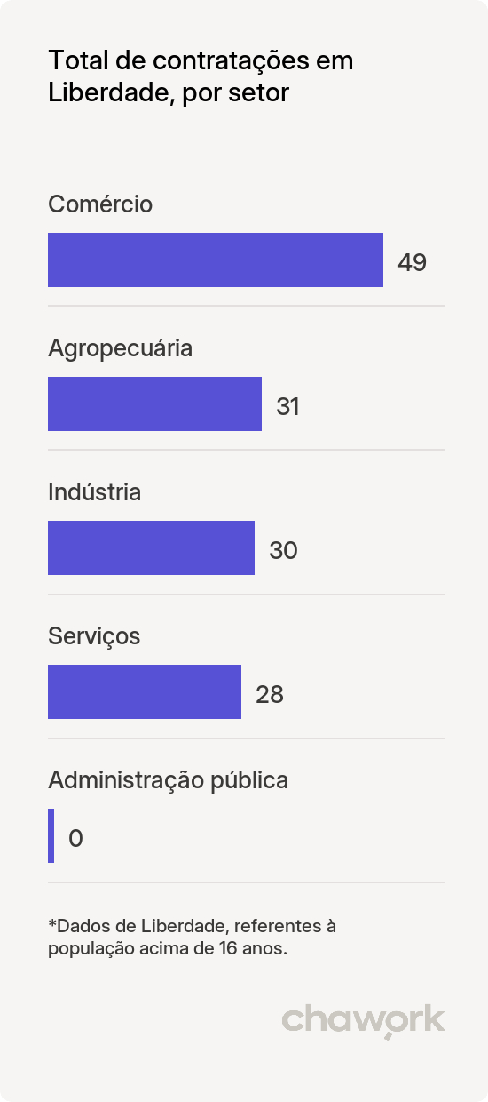 Total de contratações por setor em Liberdade, MG