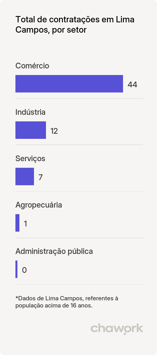 Total de contratações por setor em Lima Campos, MA