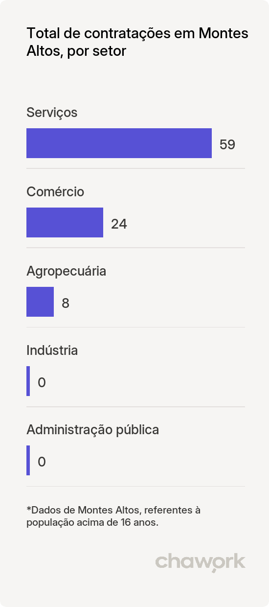 Total de contratações por setor em Montes Altos, MA