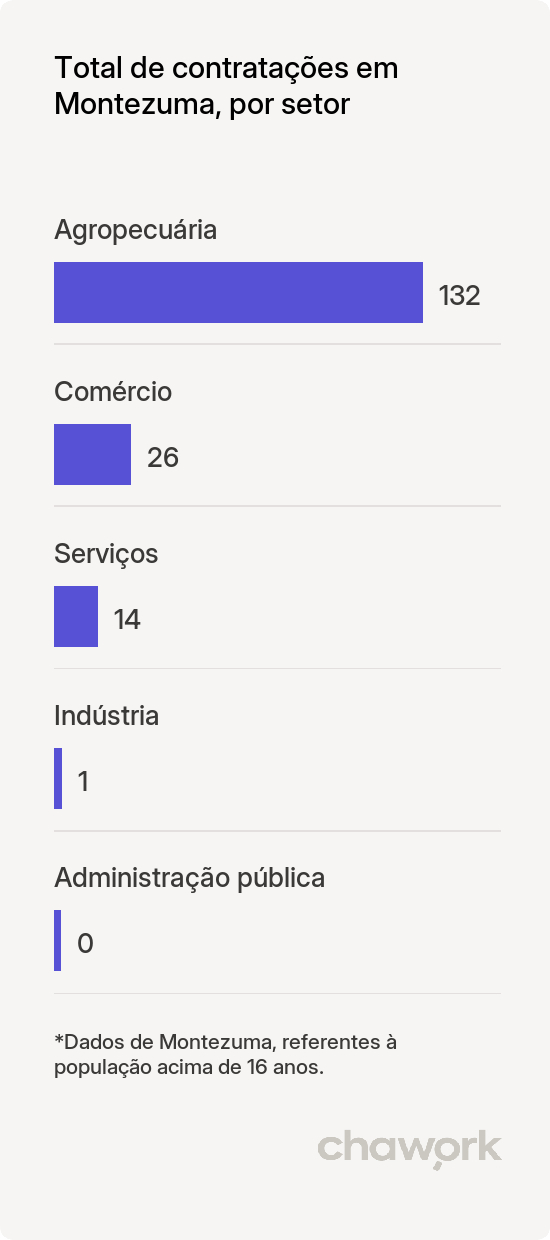 Total de contratações por setor em Montezuma, MG