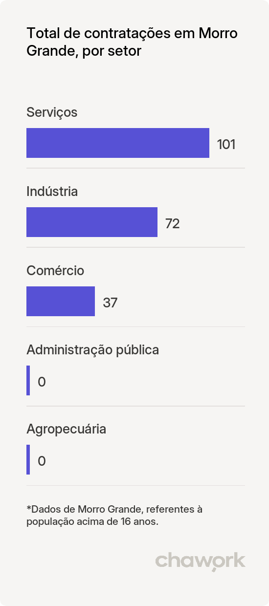 Total de contratações por setor em Morro Grande, SC
