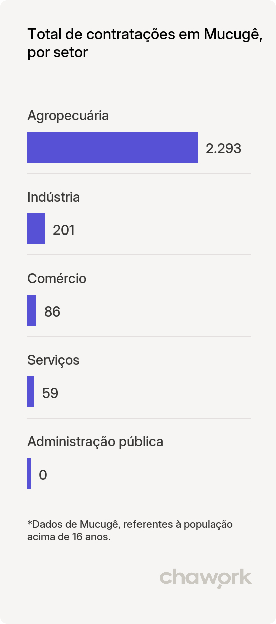 Total de contratações por setor em Mucugê, BA