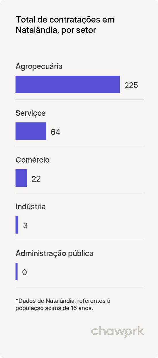Total de contratações por setor em Natalândia, MG