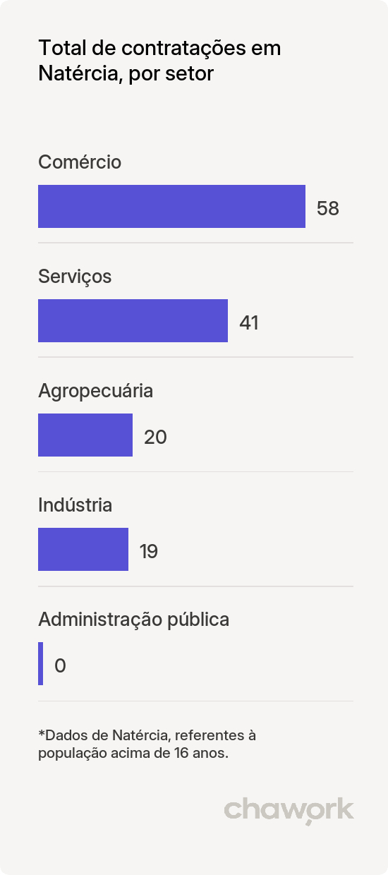 Total de contratações por setor em Natércia, MG