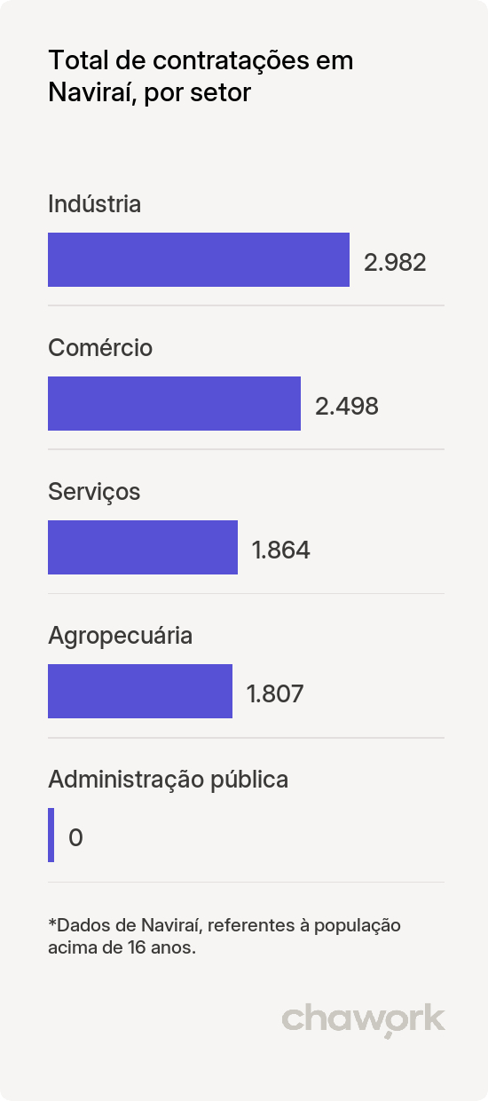 Total de contratações por setor em Naviraí, MS