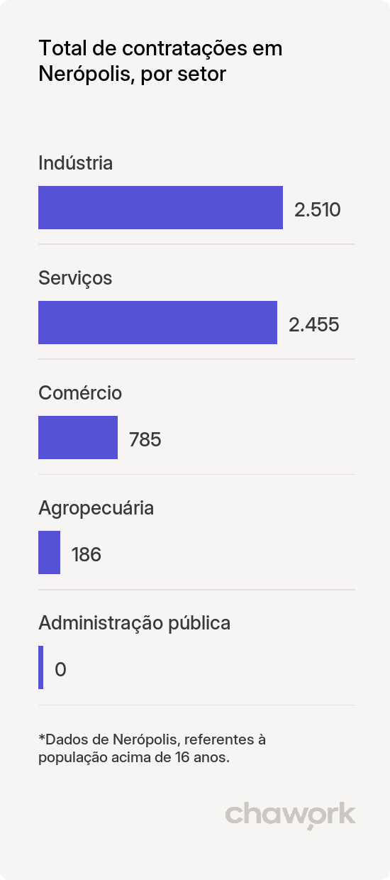Total de contratações por setor em Nerópolis, GO