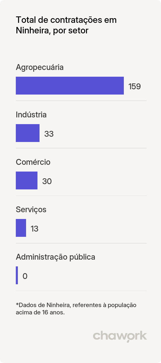 Total de contratações por setor em Ninheira, MG