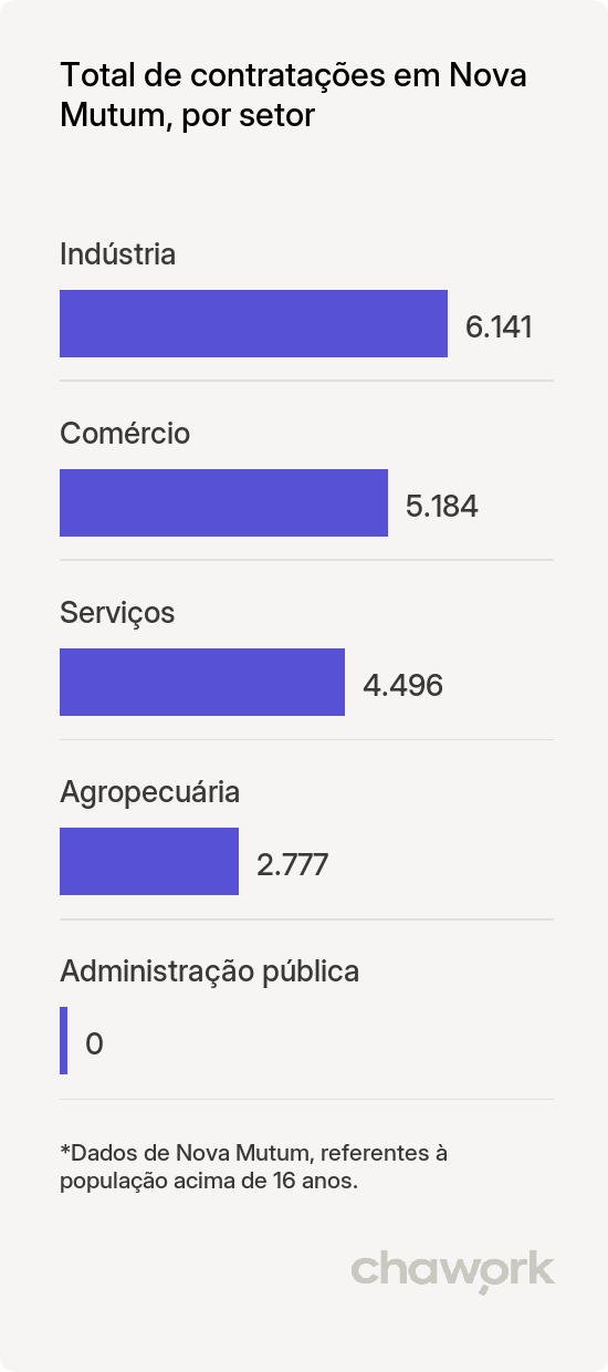 Total de contratações por setor em Nova Mutum, MT