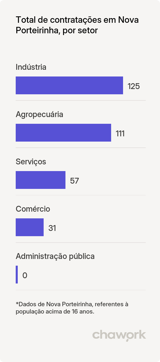 Total de contratações por setor em Nova Porteirinha, MG
