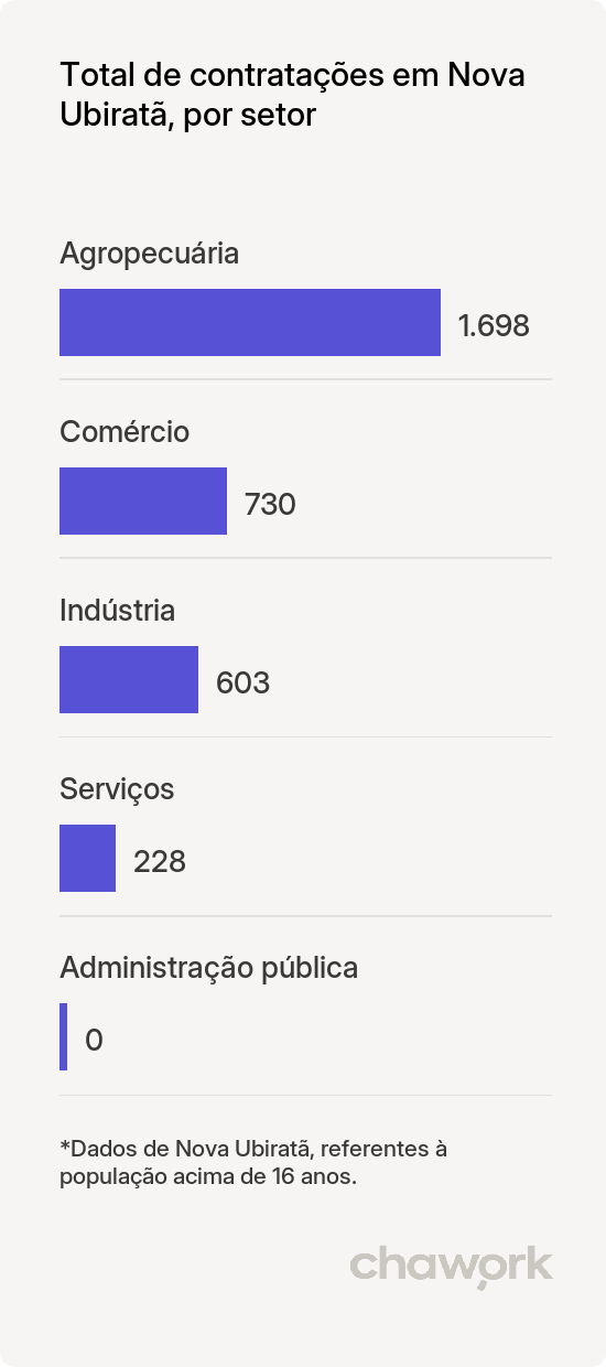 Total de contratações por setor em Nova Ubiratã, MT