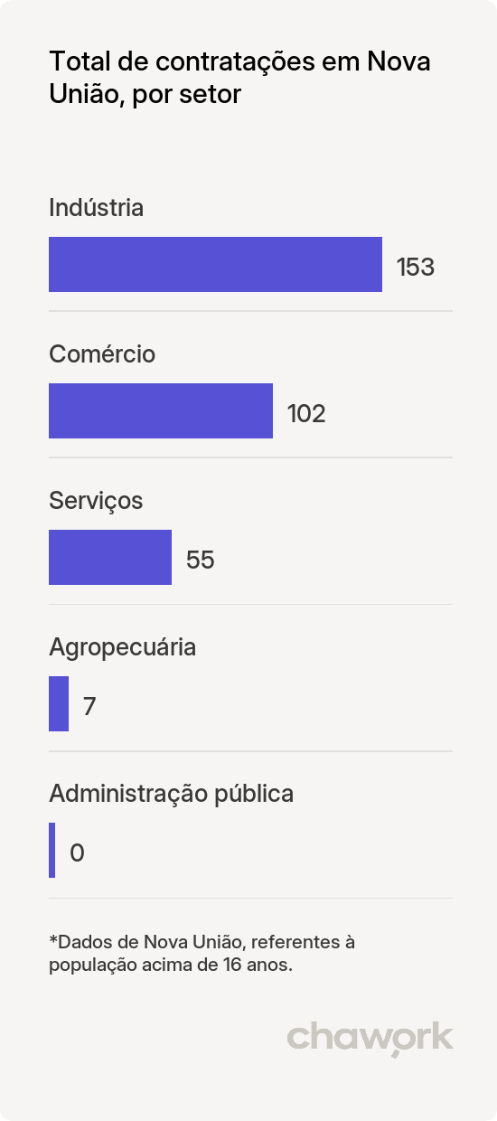 Total de contratações por setor em Nova União, MG