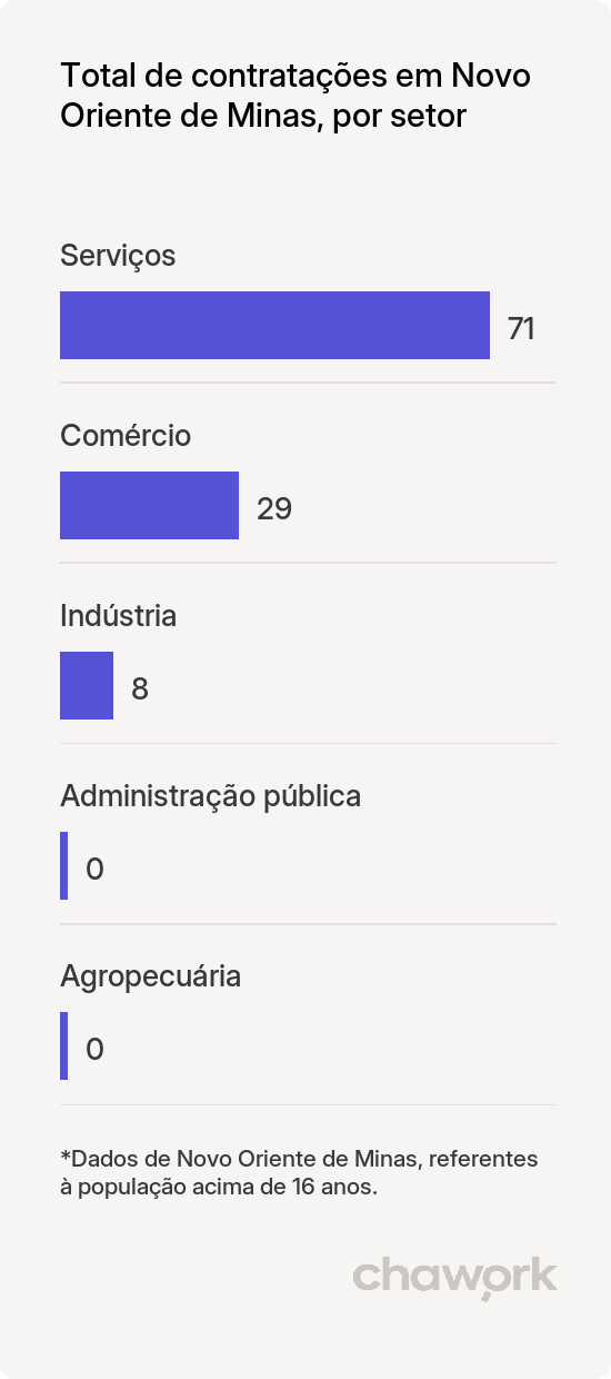 Total de contratações por setor em Novo Oriente de Minas, MG
