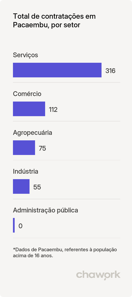 Total de contratações por setor em Pacaembu, SP