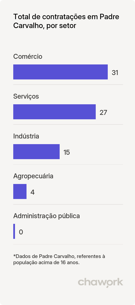 Total de contratações por setor em Padre Carvalho, MG
