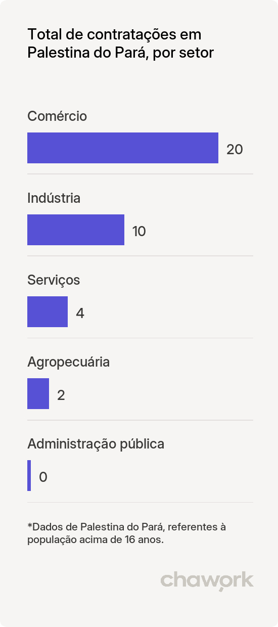 Total de contratações por setor em Palestina do Pará, PA