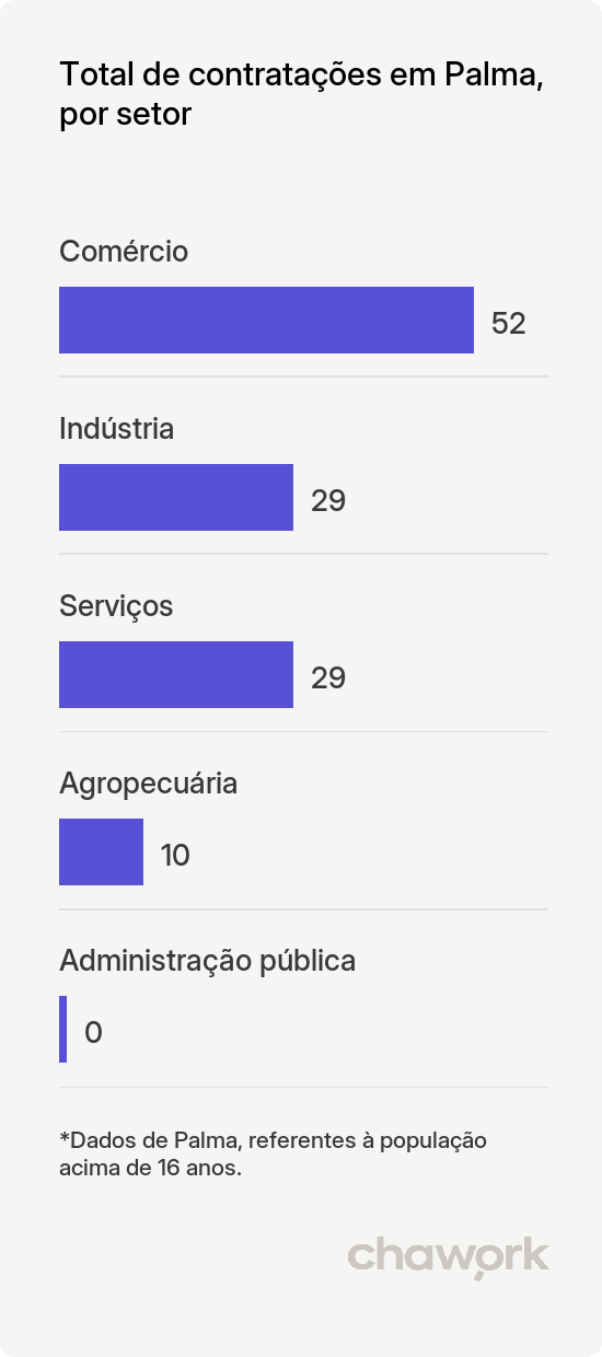 Total de contratações por setor em Palma, MG