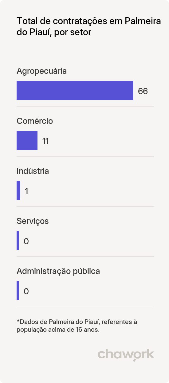 Total de contratações por setor em Palmeira do Piauí, PI