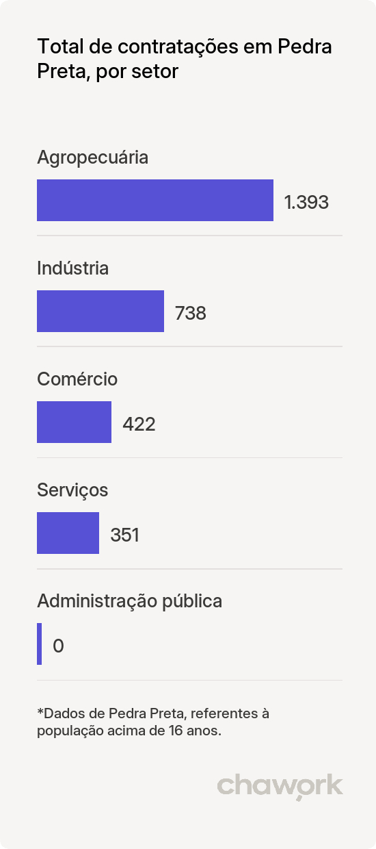 Total de contratações por setor em Pedra Preta, MT