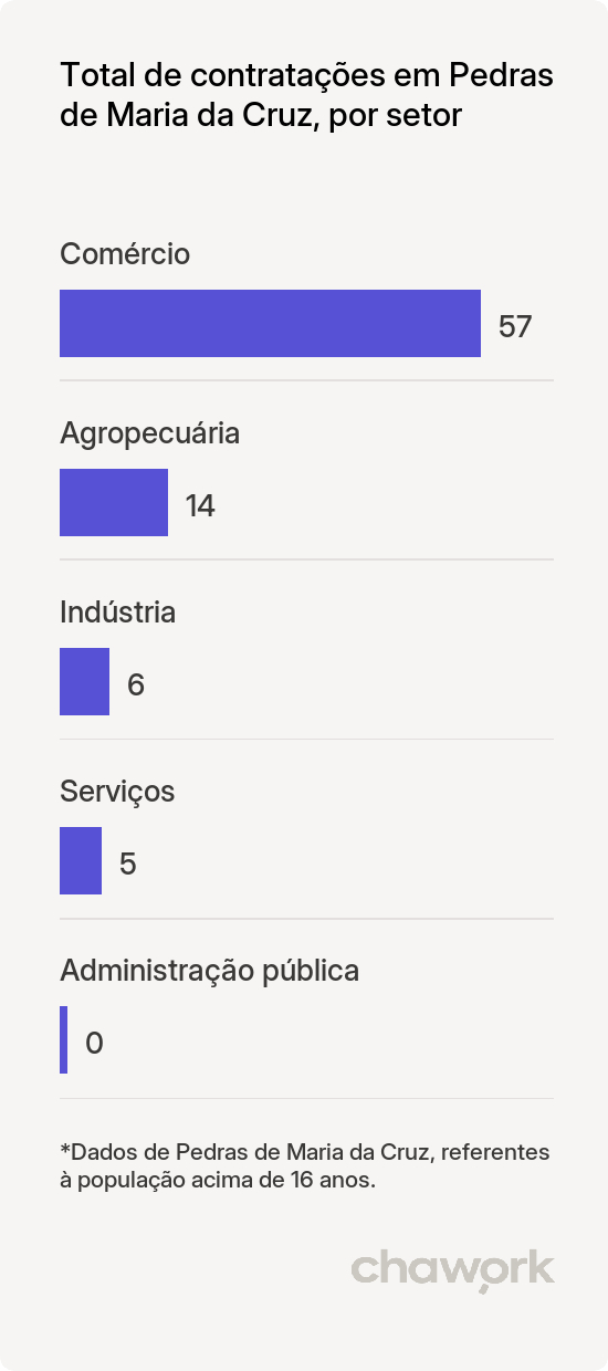 Total de contratações por setor em Pedras de Maria da Cruz, MG