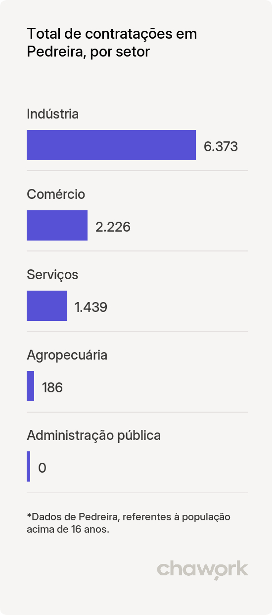 Total de contratações por setor em Pedreira, SP