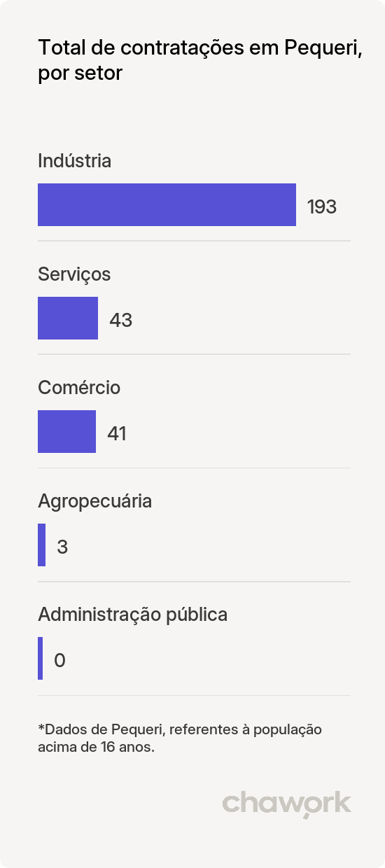 Total de contratações por setor em Pequeri, MG