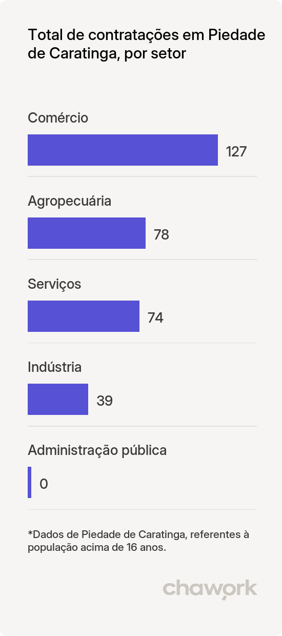 Total de contratações por setor em Piedade de Caratinga, MG