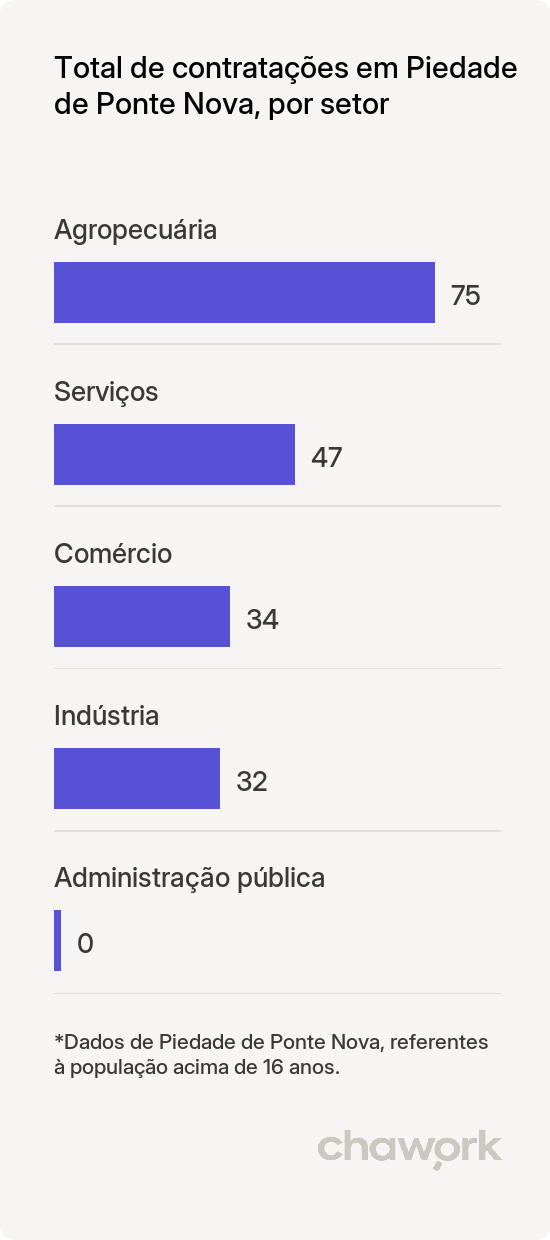 Total de contratações por setor em Piedade de Ponte Nova, MG