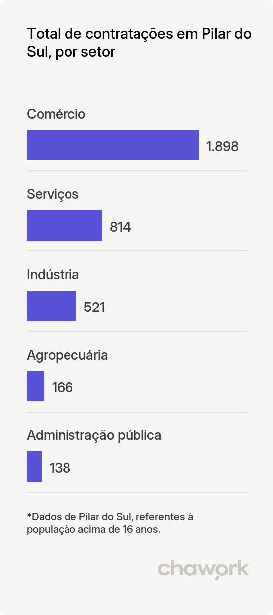 Total de contratações por setor em Pilar do Sul, SP