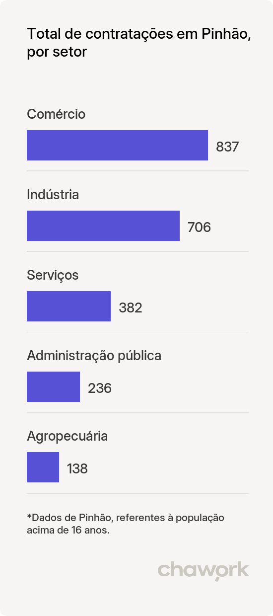 Total de contratações por setor em Pinhão, PR