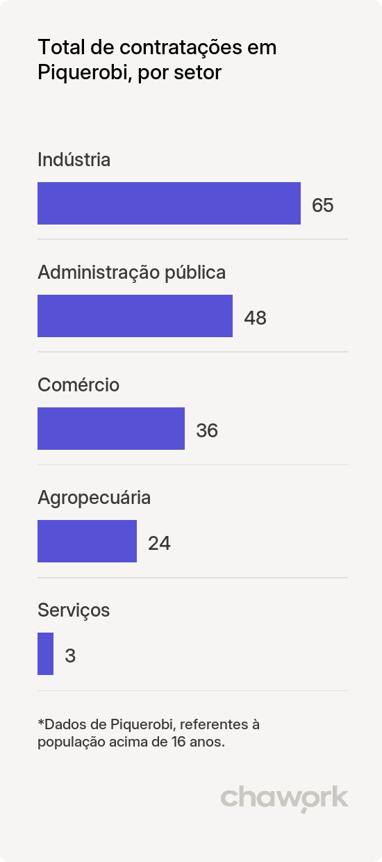 Total de contratações por setor em Piquerobi, SP
