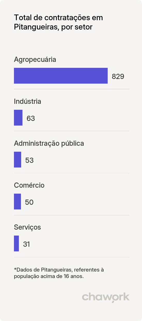 Total de contratações por setor em Pitangueiras, SP