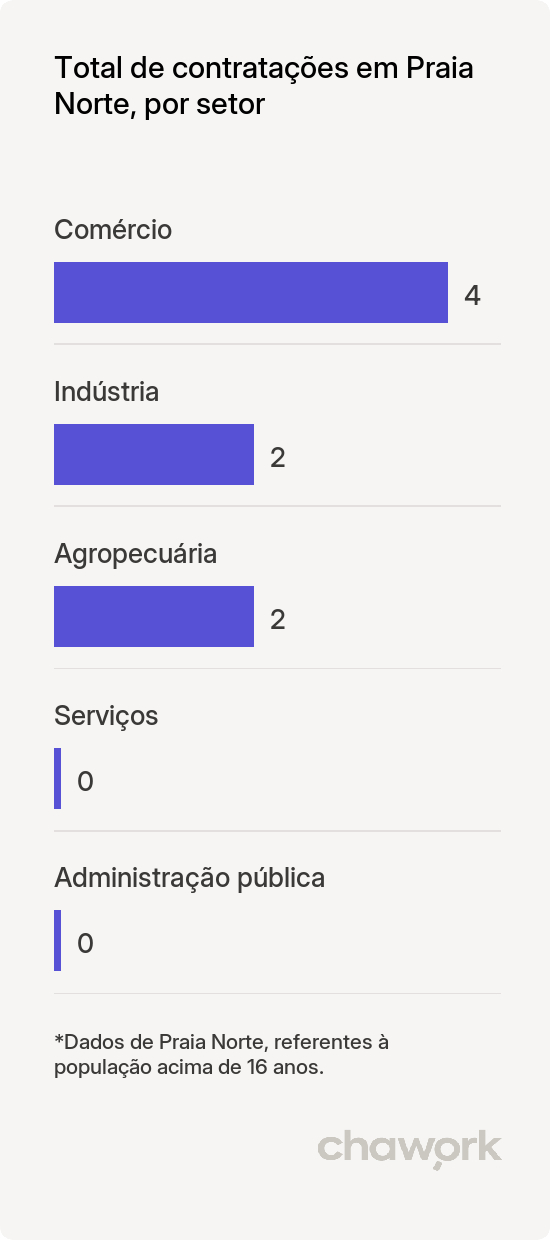 Total de contratações por setor em Praia Norte, TO