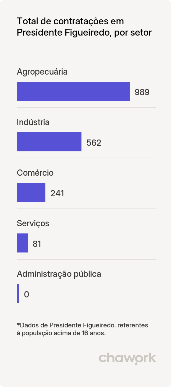 Total de contratações por setor em Presidente Figueiredo, AM