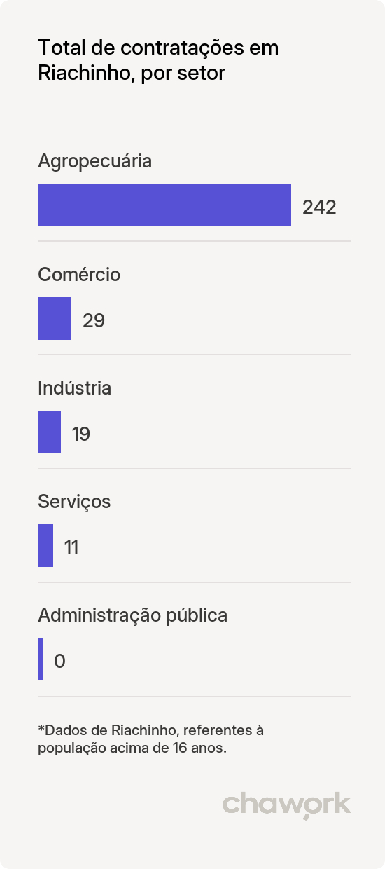 Total de contratações por setor em Riachinho, TO