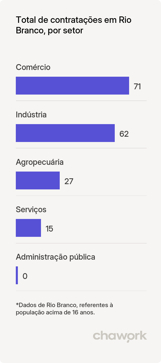 Total de contratações por setor em Rio Branco, MT