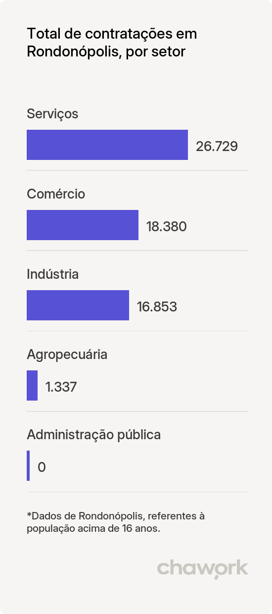 Total de contratações por setor em Rondonópolis, MT
