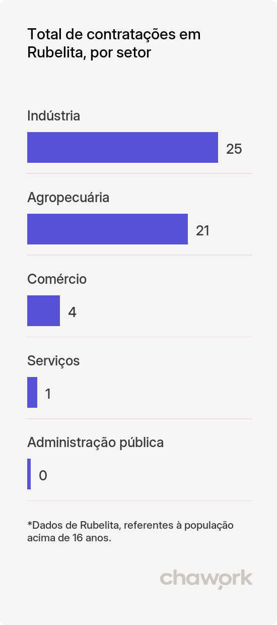 Total de contratações por setor em Rubelita, MG